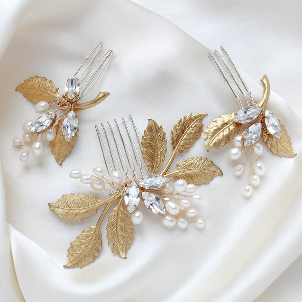 Three piece crystal bridal hair comb set -DAWN - Treasures by Agnes