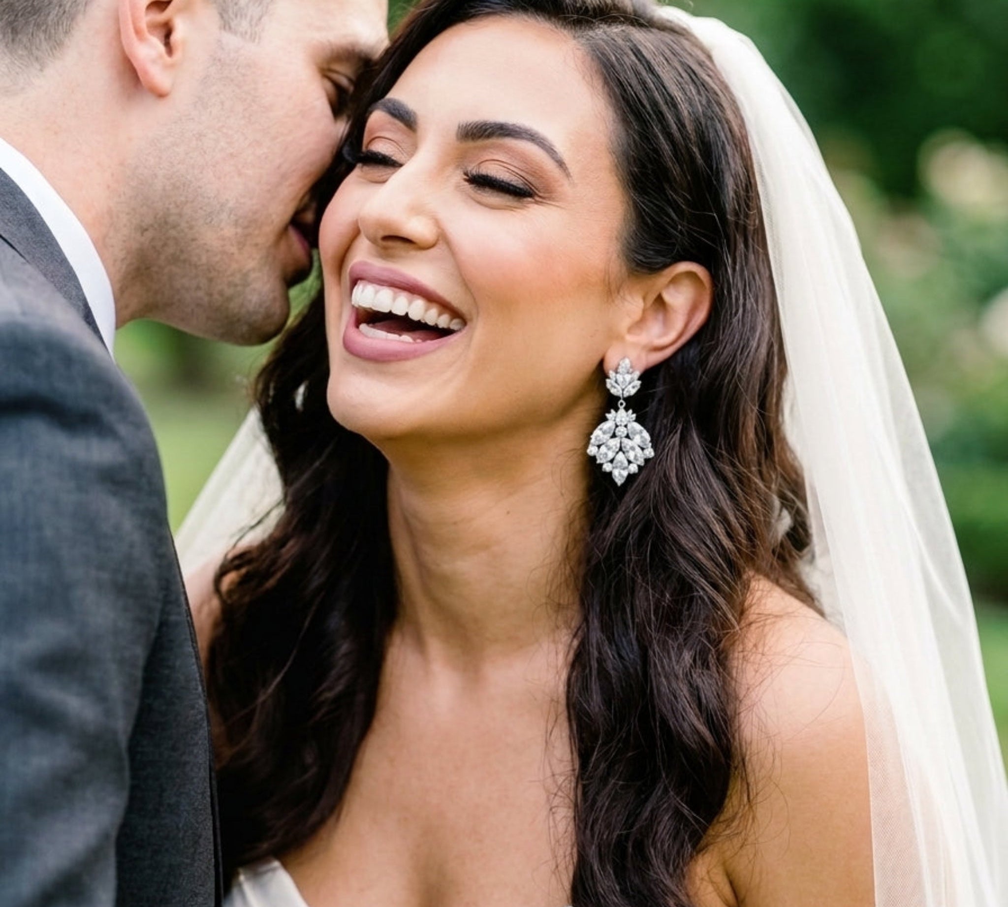 Tiffany Swarovski Crystal Bridal Statement Earrings - Treasures by Agnes
