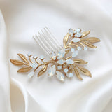 White opal crystal floral wedding hair piece- LAINA - Treasures by Agnes