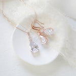 Delicate tear drop style necklace and earring set - PEYTON