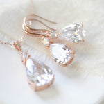 Delicate tear drop style necklace and earring set - PEYTON