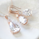 Delicate tear drop style necklace and earring set - PEYTON