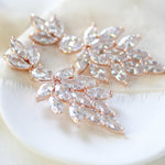Rose gold wedding statement earrings for bride - ALICIA - Treasures by Agnes