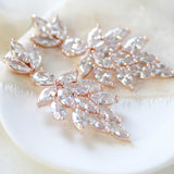 Rose gold wedding statement earrings for bride - ALICIA - Treasures by Agnes