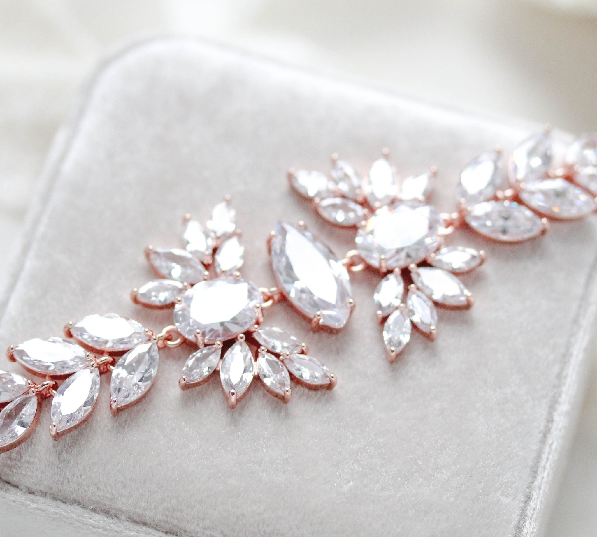 Rose gold statement cuff bridal bracelet - VIOLET - Treasures by Agnes