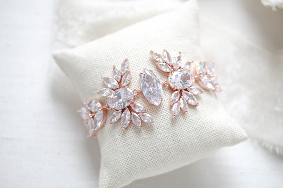 Rose gold statement cuff bridal bracelet - VIOLET - Treasures by Agnes