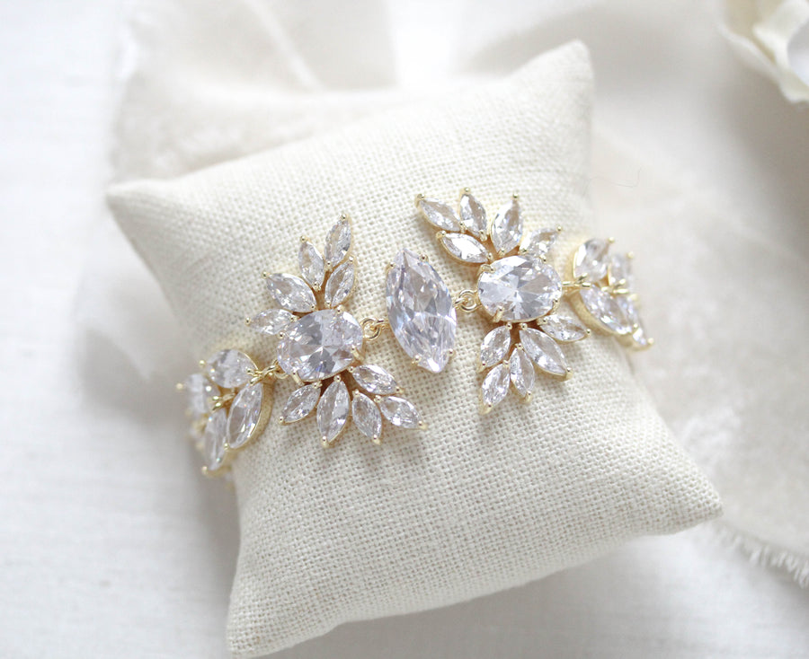 Rose gold statement cuff bridal bracelet - VIOLET - Treasures by Agnes