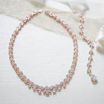 Rose gold statement backdrop necklace for bride - AUBREE - Treasures by Agnes