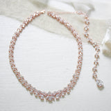 Rose gold statement backdrop necklace for bride - AUBREE - Treasures by Agnes