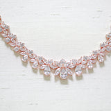 Rose gold statement backdrop necklace for bride - AUBREE - Treasures by Agnes