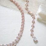 Rose gold statement backdrop necklace for bride - AUBREE - Treasures by Agnes