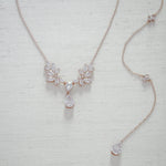 Crystal drop Cubic zirconia bridal backdrop necklace - HEIDI