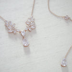 Crystal drop Cubic zirconia bridal backdrop necklace - HEIDI
