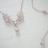 Crystal drop Cubic zirconia bridal backdrop necklace - HEIDI