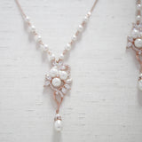 Rose gold pearl and crystal Bridal backdrop necklace - MIA - Treasures by Agnes