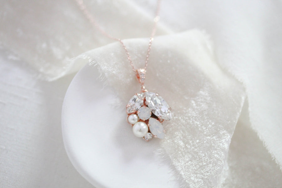 Simple white opal Bridal necklace - BRIAR - Treasures by Agnes