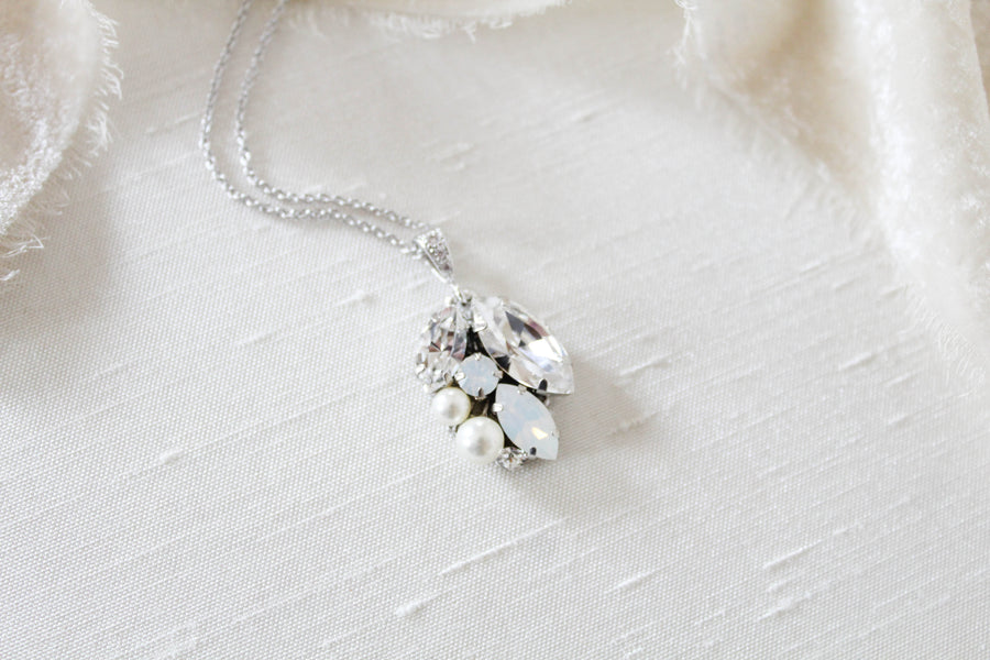 Simple white opal Bridal necklace - BRIAR - Treasures by Agnes