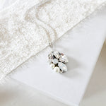 Simple white opal crystal and pearl Bridal necklace - BRIAR