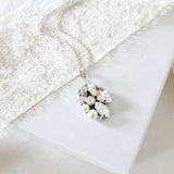 Simple white opal crystal and pearl Bridal necklace - BRIAR