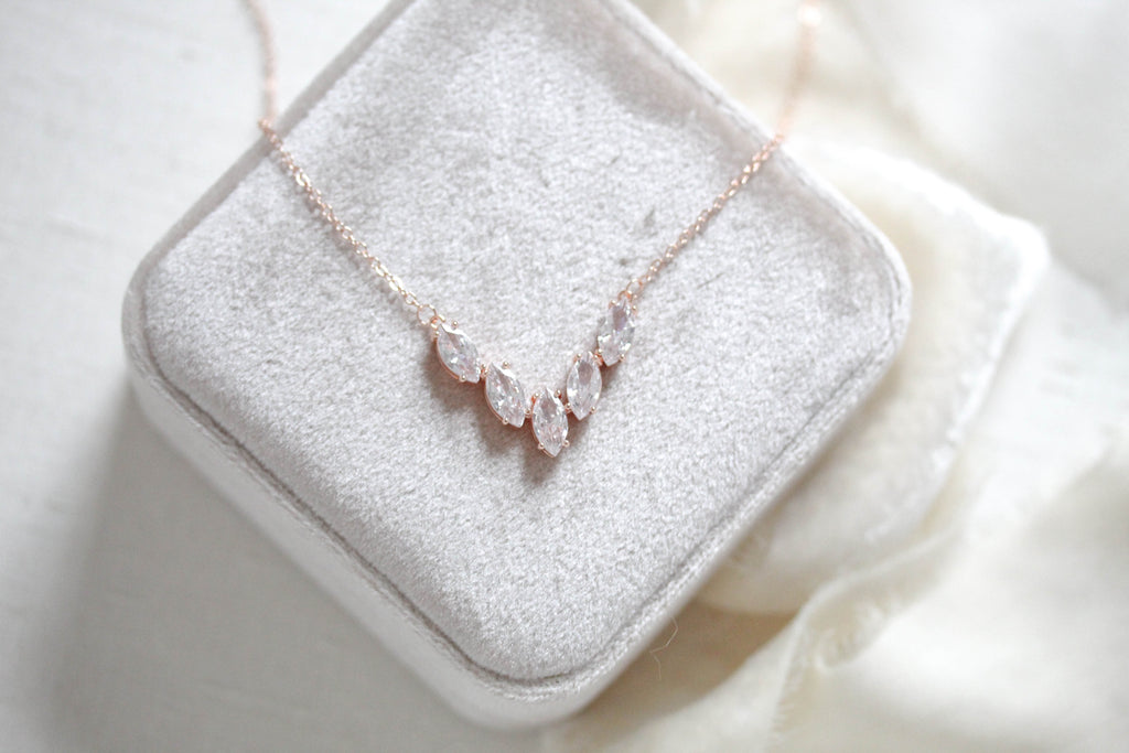 Simple marquise cubic zirconia necklace - ABBY