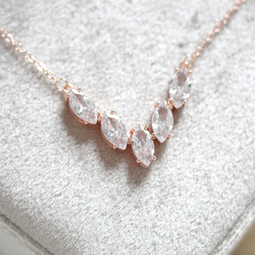 Simple marquise cubic zirconia necklace - ABBY