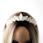 Swarovski crystal bridal silver tiara with white opal accents  - Treasures by Agnes