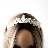 Swarovski crystal bridal silver tiara with white opal accents  - Treasures by Agnes