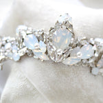 Swarovski crystal bridal silver tiara with white opal accents  - Treasures by Agnes