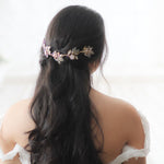 Antique gold leaf hair vine with Swarovski crystals and pearls - Treasures by Agnes