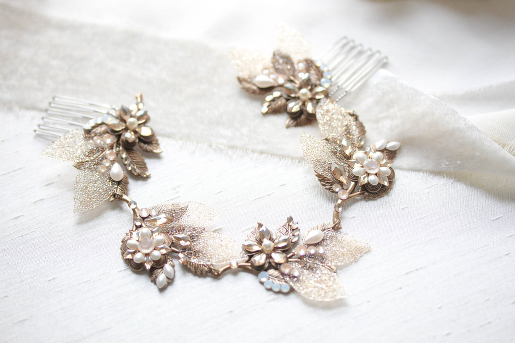 Antique gold Bohemian style Bridal hair vine - ELENA - Treasures by Agnes