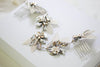 Antique silver leaf hair vine with Swarovski crystals and pearls - Treasures by Agnes