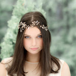 antique gold leaf hair piece for wedding with Swarovski crystals and pearls - Treasures by Agnes