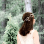 antique gold leaf hair piece for wedding with Swarovski crystals and pearls - Treasures by Agnes