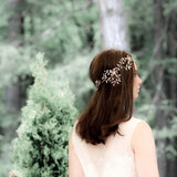 antique gold leaf hair piece for wedding with Swarovski crystals and pearls - Treasures by Agnes