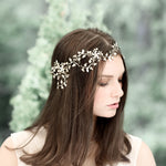 antique gold leaf hair piece for wedding with Swarovski crystals and pearls - Treasures by Agnes