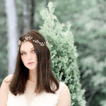 antique gold leaf hair piece for wedding with Swarovski crystals and pearls - Treasures by Agnes