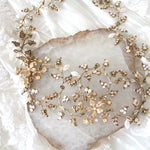 antique gold leaf hair piece for wedding with Swarovski crystals and pearls - Treasures by Agnes