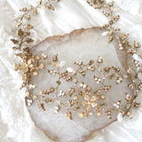 antique gold leaf hair piece for wedding with Swarovski crystals and pearls - Treasures by Agnes