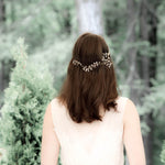 antique gold leaf hair piece for wedding with Swarovski crystals and pearls - Treasures by Agnes