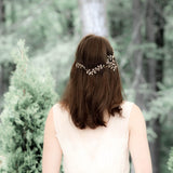 antique gold leaf hair piece for wedding with Swarovski crystals and pearls - Treasures by Agnes