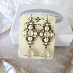 Antique gold Bridal dangle earrings with Ivory cream crystals - ASHLYN - Treasures by Agnes