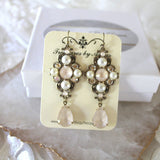 Antique gold Bridal dangle earrings with Ivory cream crystals - ASHLYN - Treasures by Agnes