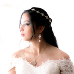 Antique gold Bridal dangle earrings with Ivory cream crystals - ASHLYN - Treasures by Agnes
