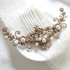 Antique gold Bridal hair comb with gold crystals and pearls - ASHLYN - Treasures by Agnes