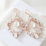 Antique gold Bridal Statement Chandelier earrings with Austrian crystals - CHARLOTTE - Treasures by Agnes