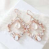 Antique gold Bridal Statement Chandelier earrings with Austrian crystals - CHARLOTTE - Treasures by Agnes