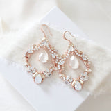 Antique gold Bridal Statement Chandelier earrings with Austrian crystals - CHARLOTTE - Treasures by Agnes