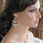 Antique gold Bridal Statement Chandelier earrings with Austrian crystals - CHARLOTTE - Treasures by Agnes