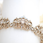 Antique gold Bridal tiara crown with Austrian crystals and pearls - CELESTE - Treasures by Agnes