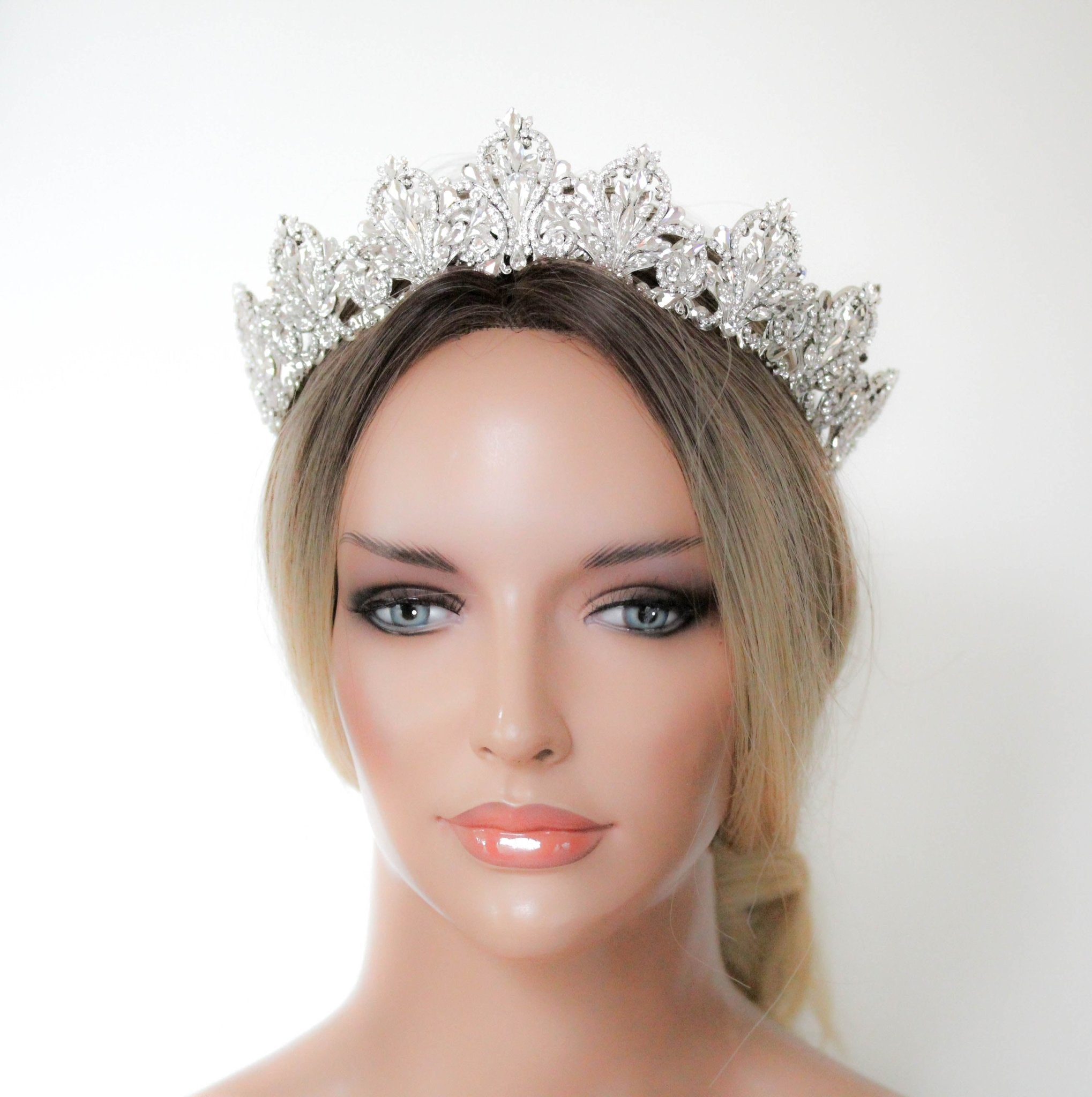 Antique Gold Bridal tiara with Austrian crystals and pearls - ASHTON - Treasures by Agnes